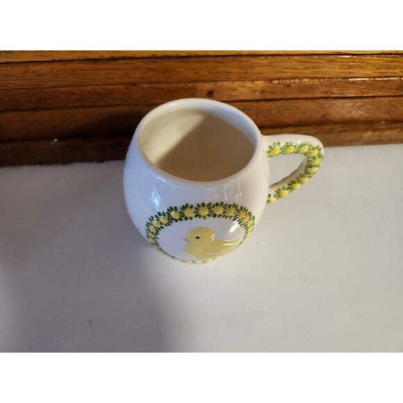 Vintage 1982 Chicken Rabbit Yellow Daisy Flower Coffee Mug Easter Spring - Picture 2 of 11